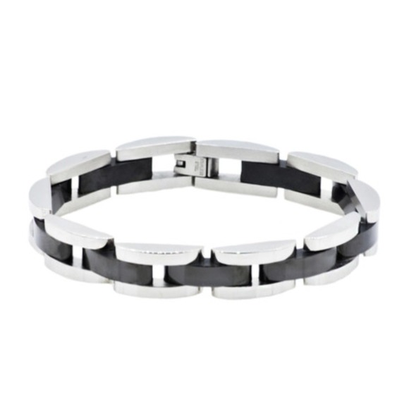 Blackjack Other - Blackjack Jewelry Polished Stainless Steel Silver Black Link Bracelet NWT